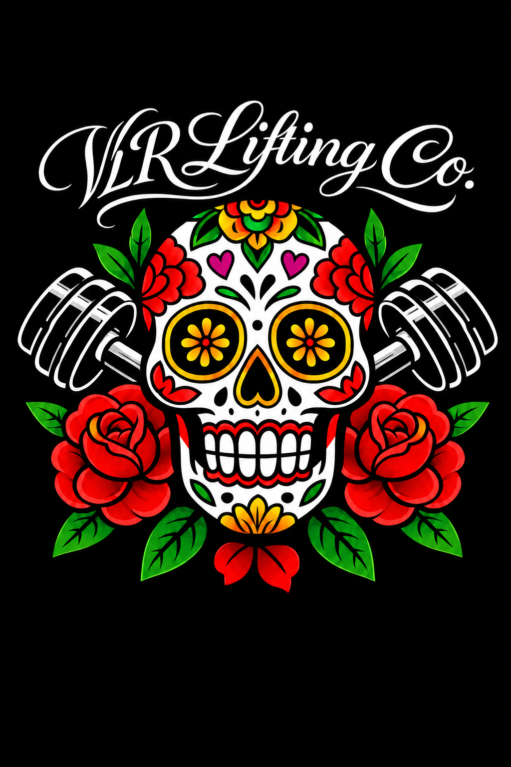 VLR Lifting Co. sugar skull artwork